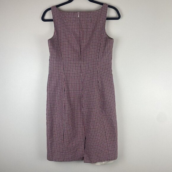 J. Crew Women's Plaid Pencil Dress Size 2 Red Black Mini Check Cotton Sleeveless - Picture 6 of 12